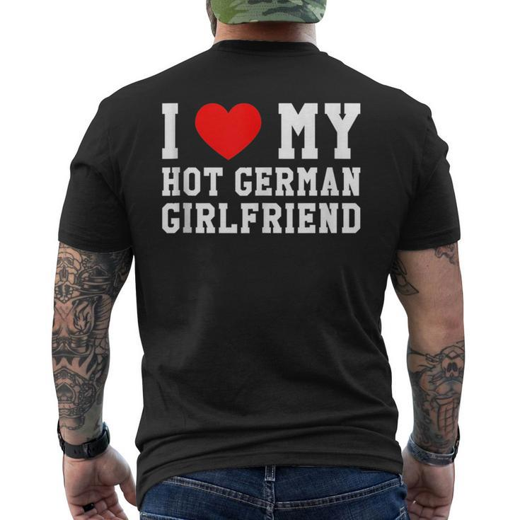 I Love My Hot German Girlfriend Red Heart  Mens Back Print T-shirt