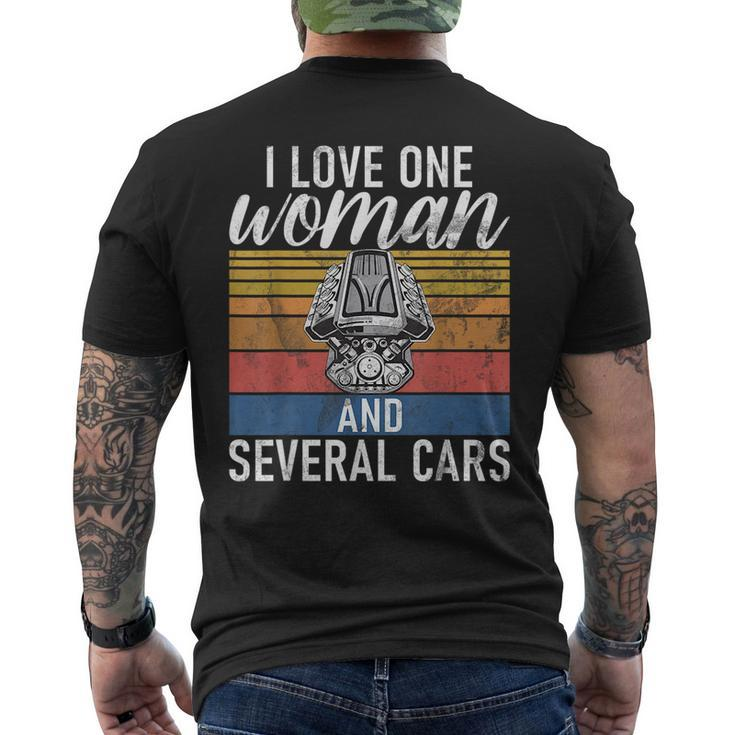 I Love One Woman And Several Cars Muscle Car Cars Funny Gifts Mens Back Print T-shirt