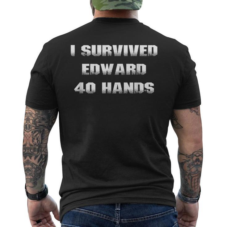 I Survived 40 Hands College Alcohol Drinking Game  Mens Back Print T-shirt