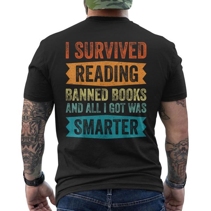 I Survived Reading Banned Books And All I Got Was Smarter Reading Funny Designs Funny Gifts Mens Back Print T-shirt