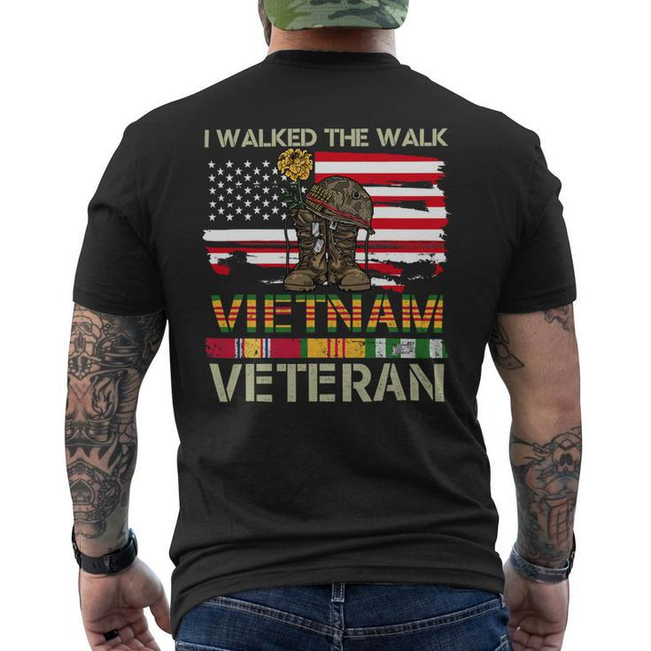 I Walked The Walk Vietnam Veterans American Flag 237 Mens Back Print T-shirt