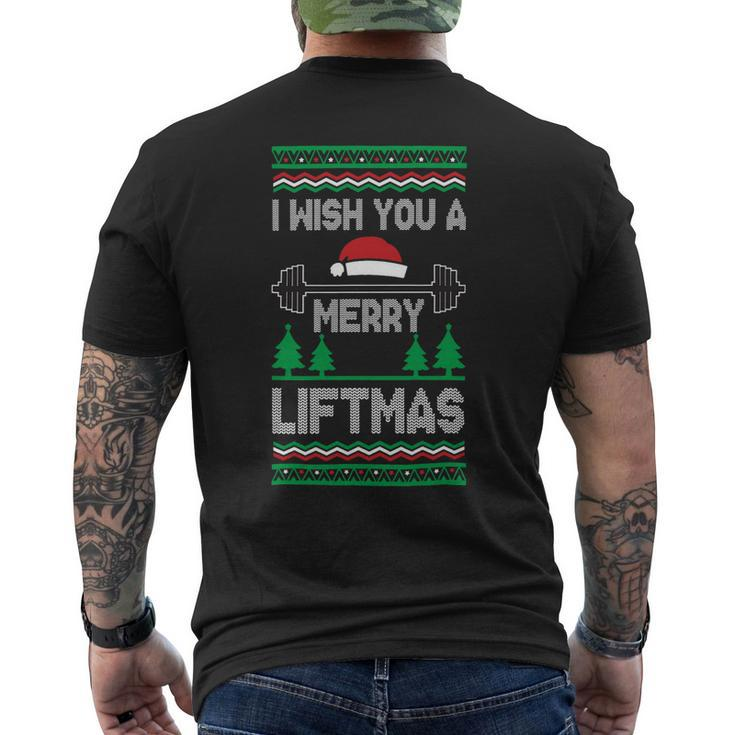 I Wish You A Merry Liftmas Fitness Trainer Mens Back Print T-shirt