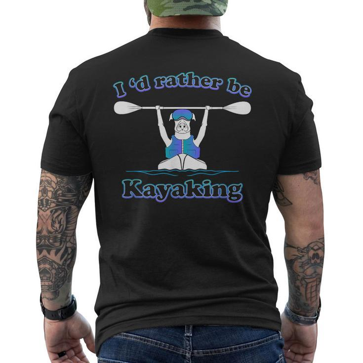 Id Rather Be Kayaking With Dog Funny Dog Kayak Graphic  Men's Crewneck Short Sleeve Back Print T-shirt