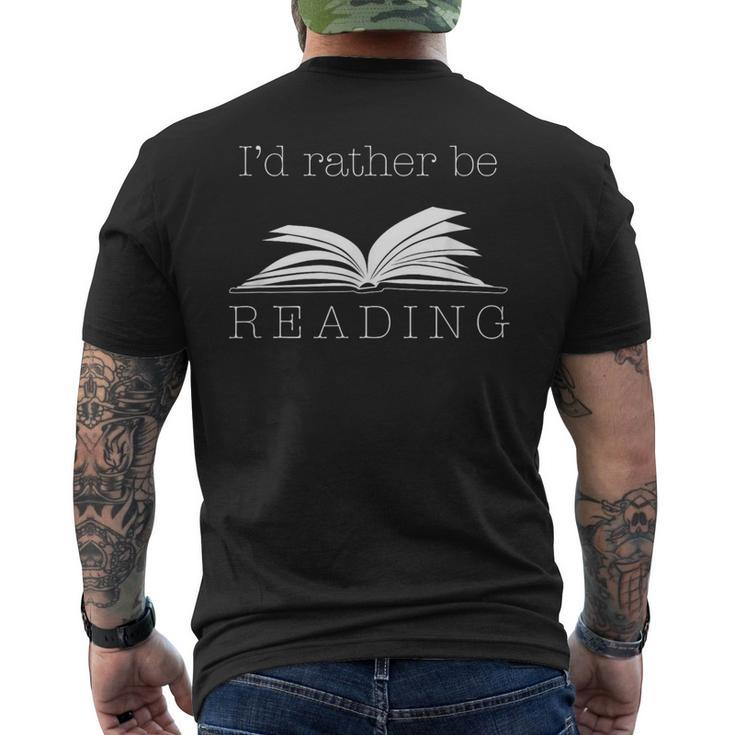 I'd Rather Be Reading T  Cute Bookworm Men's T-shirt Back Print