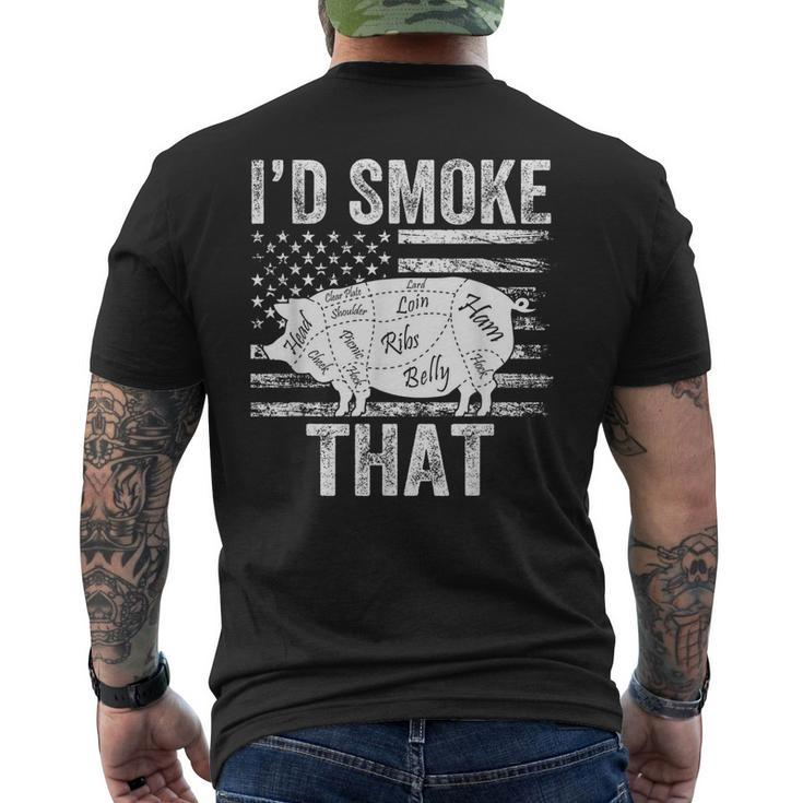 Id Smoke That Bbq Smoker Father Barbecue Grilling Usa Flag  Usa Funny Gifts Mens Back Print T-shirt