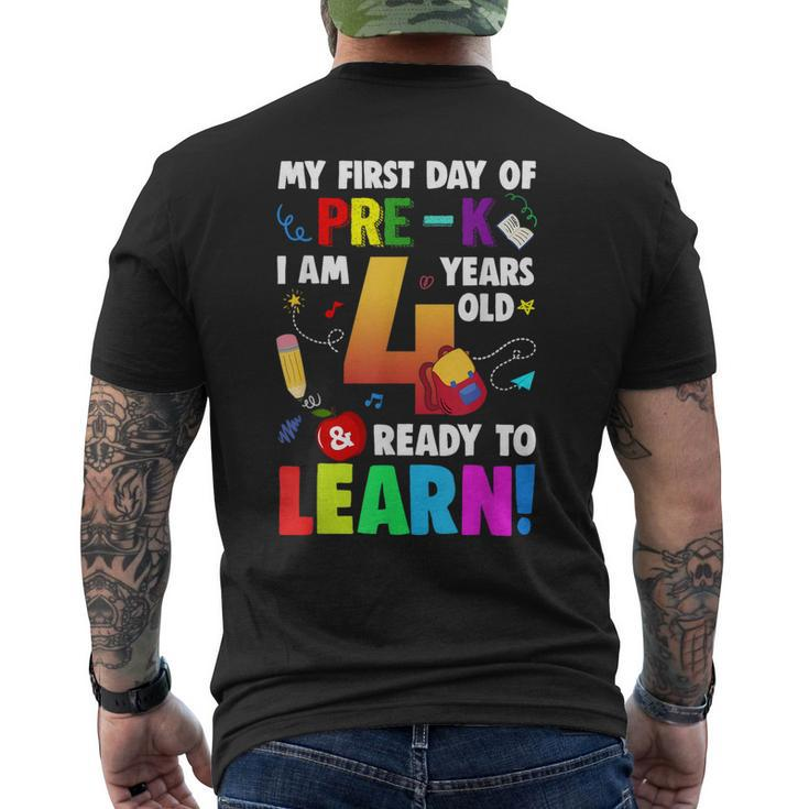 I'm 4 Ready To Learn My First Day Of School Pre-K Toddlers Men's T-shirt Back Print