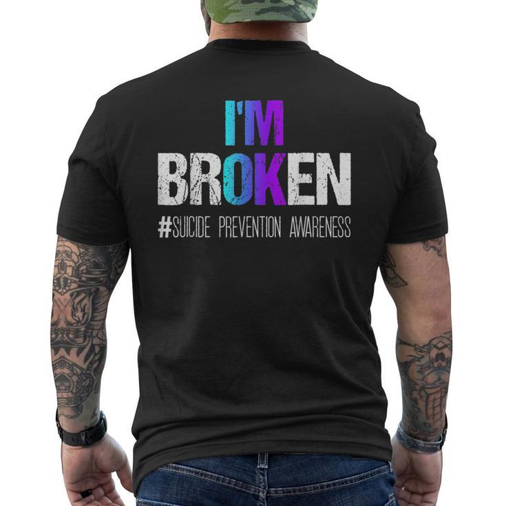 I'm Broken Wear Teal And Purple Suicide Prevention Awareness Men's T-shirt Back Print
