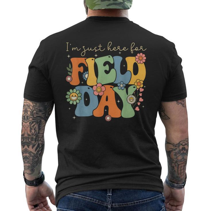 Im Just Here For Field Day Groovy Retro Last Day Of School Mens Back Print T-shirt