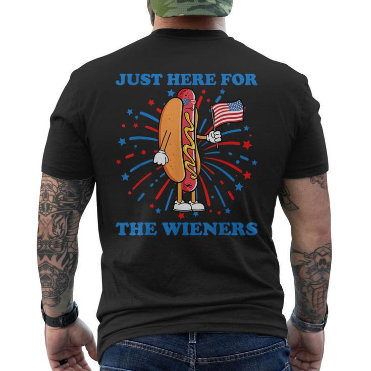 Im Just Here For The Wieners Funny Fourth Of July Hot Dog  Men's Crewneck Short Sleeve Back Print T-shirt