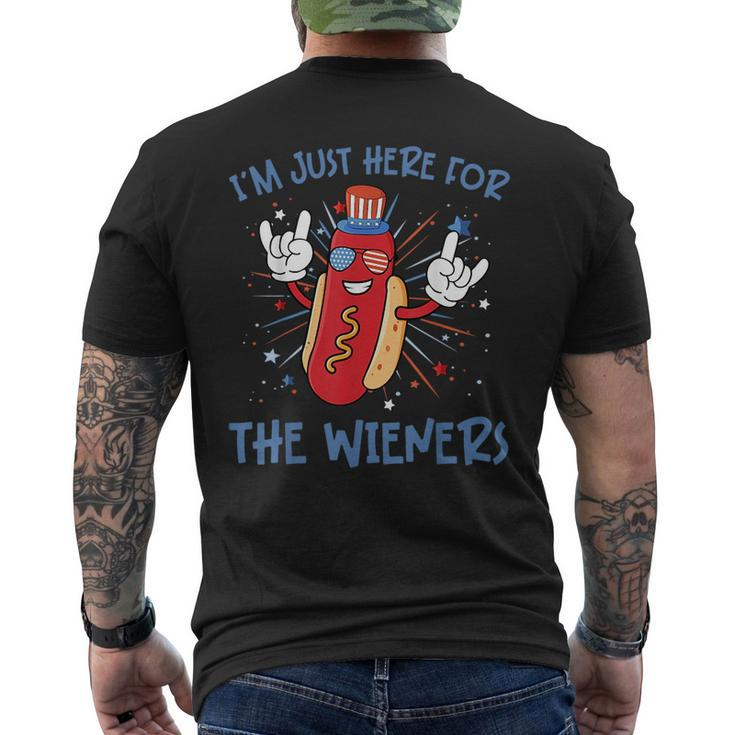 Im Just Here For The Wieners Hot Dog Cartoon 4Th Of July  Men's Crewneck Short Sleeve Back Print T-shirt