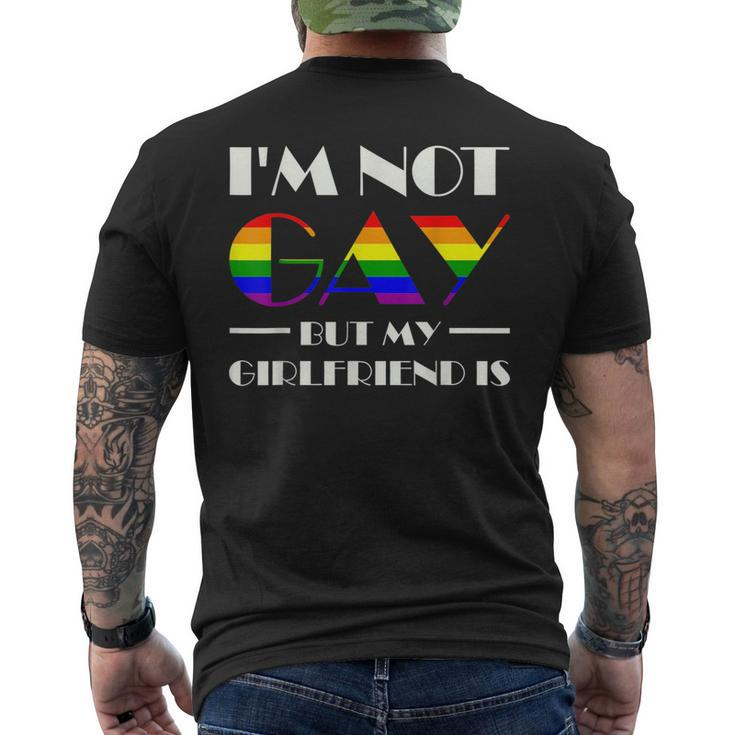 Im Not Gay But My Girlfriend Is  Lgbt Pride Gift Mens Back Print T-shirt