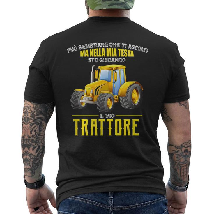 In My Head I Am Driving My Tractor Italian Words  Mens Back Print T-shirt