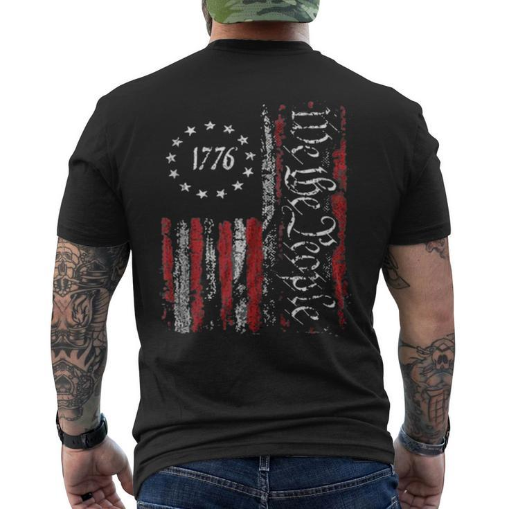 Independence Day American Flag Patriotic 1776 We The People Mens Back Print T-shirt