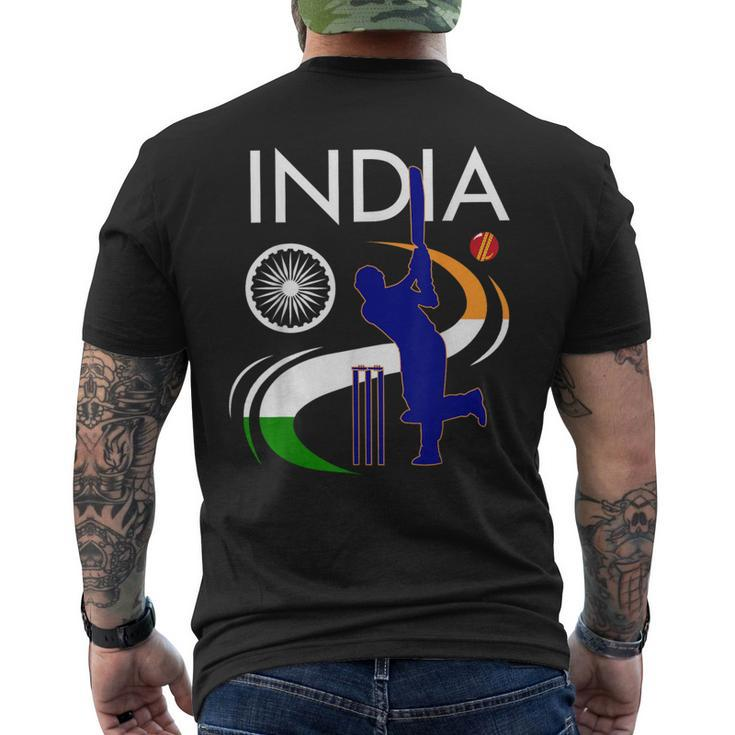 India Cricket With Indian Flag Brush Stroke Men's T-shirt Back Print
