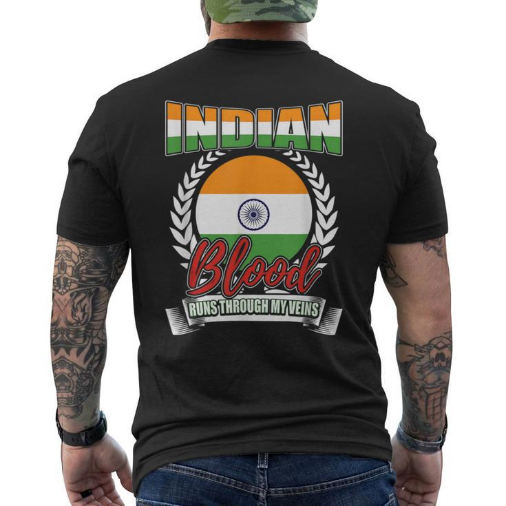 Indian Blood Runs Through My Veins India Country Flag Men's T-shirt Back Print