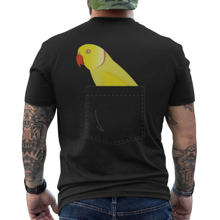 Indian Ringneck Parakeet Yellow Parrot Fake Pocket Men's T-shirt Back Print