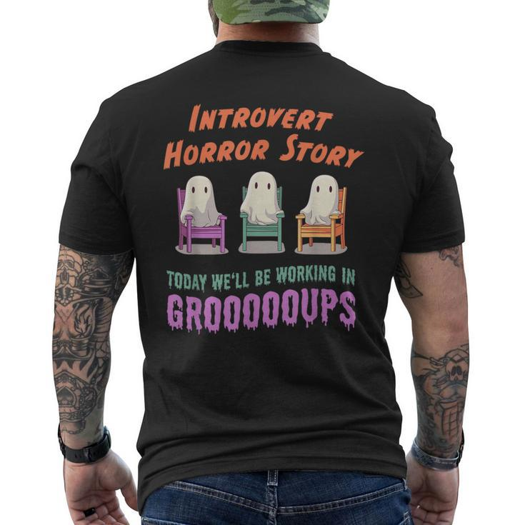 Introvert Shy Antisocial Horror Story Quote Kawaii Ghost Men's T-shirt Back Print