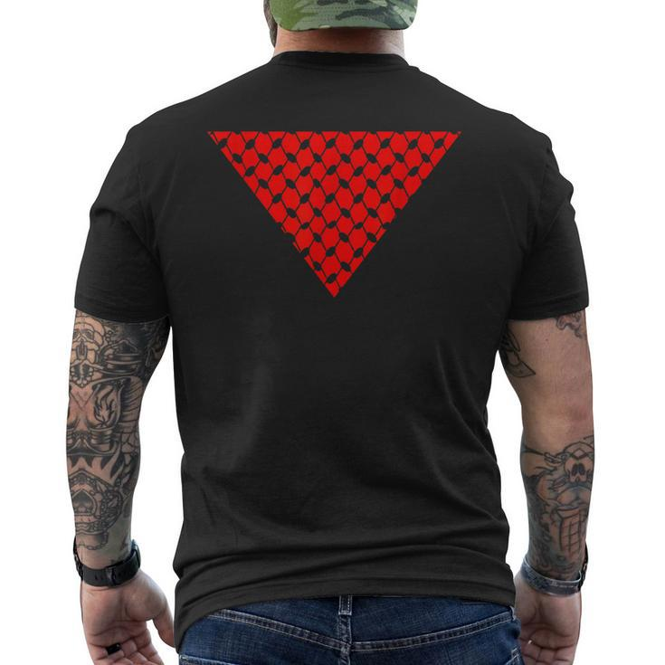 Inverted Red Triangle With Patterns Men's T-shirt Back Print