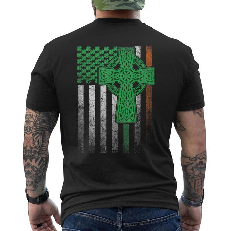 Irish American Flag Ireland Flag St Patricks Day Cross Men's T-shirt Back Print