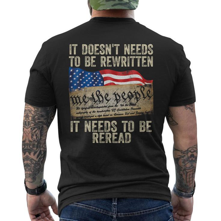It Doesnt Need To Be Rewritten  Constitution Flag Usa  Mens Back Print T-shirt