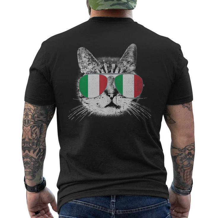 Italian Italy Flag Country Roots Cat Lover Pride Gift Family  Mens Back Print T-shirt