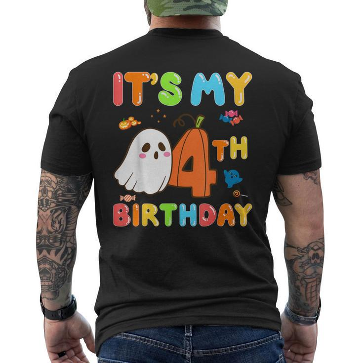 It's My 4Th Birthday 4 Years Old Ghost Pumpkin Halloween Men's T-shirt Back Print