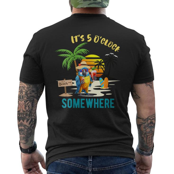 It's 5 O’Clock Somewhere Parrot Sunset Drinking Men's T-shirt Back Print