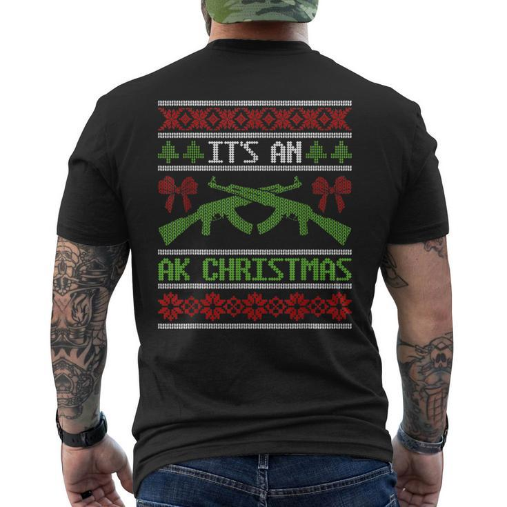 It's An Ak Christmas Ugly Sweater Gun Right Hunting Military Men's T-shirt Back Print