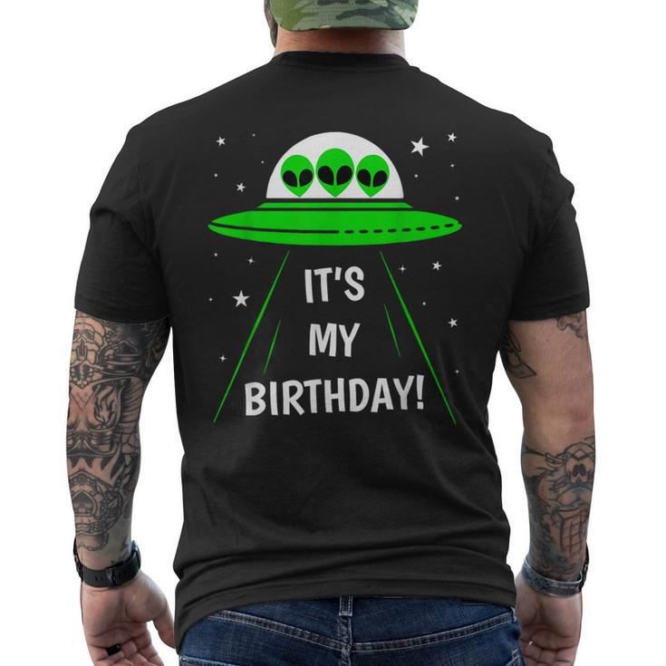 It's My Birthday Cute Alien Ufo Ship In Space Alien Men's T-shirt Back Print