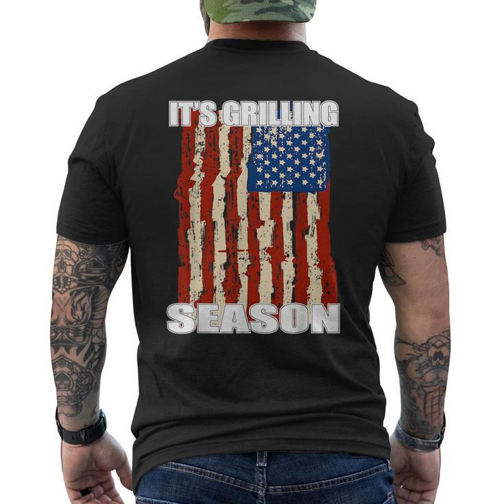 Its Grilling Season  Men Usa Flag Bbq Tools Summer Usa Funny Gifts Mens Back Print T-shirt