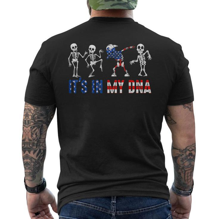 Its In My Dna Dabbing Skeleton American Us Flag Patriotic Patriotic Funny Gifts Mens Back Print T-shirt