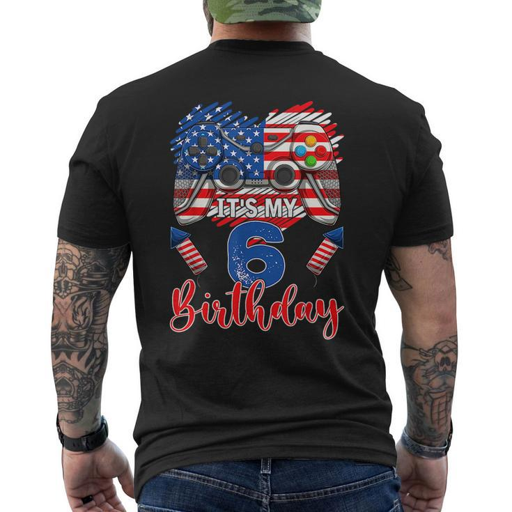 Its My 6Th Birthday 6 Years Old July 4Th Gamer Controller  Mens Back Print T-shirt
