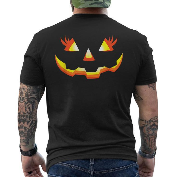 Jack O Lantern Face Pumpkin Eyelashes Halloween Costume Men's T-shirt Back Print