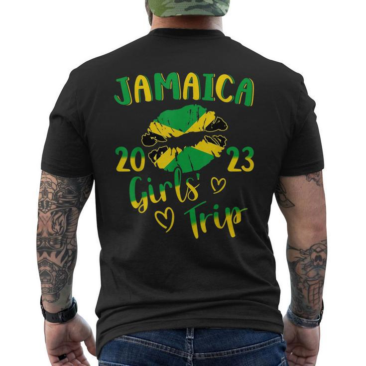 Jamaica 2023 Girls Trip With Jamaican Flag And Kiss Lips  Mens Back Print T-shirt