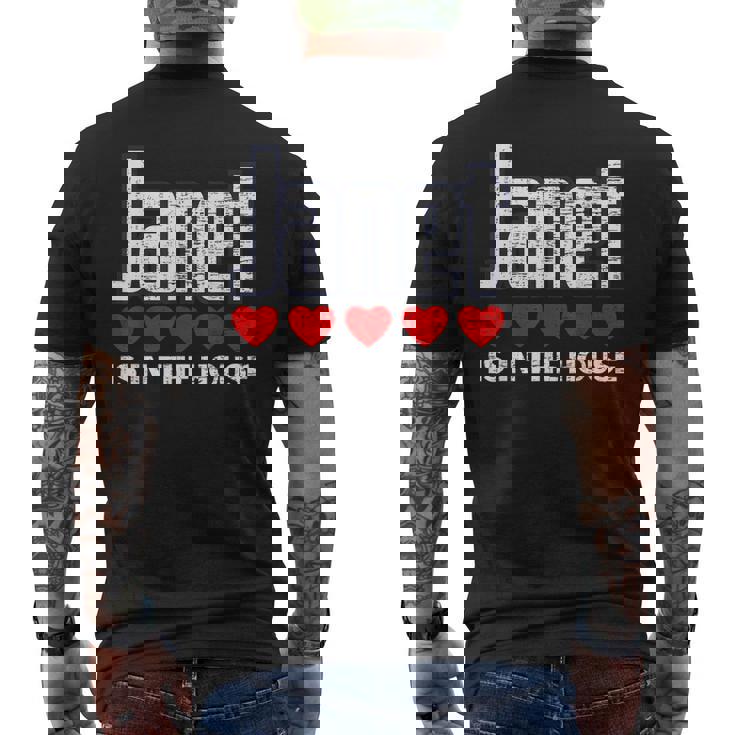 Janet Is In The House Retro Hearts First Name Love Janet Men's Back Print T-shirt