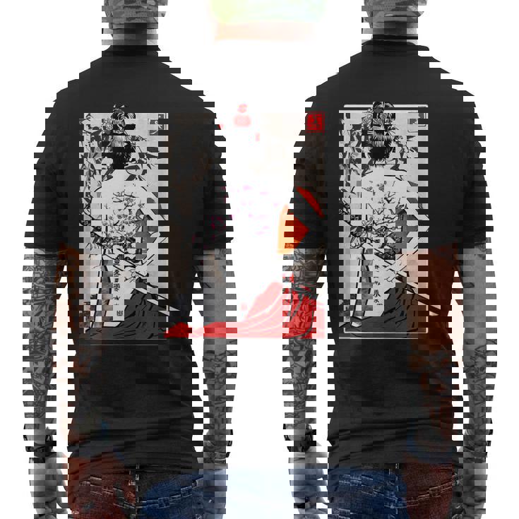 Japanese Samurai Culture Scenery Vintage Sakura Cherry Men's T-shirt Back Print