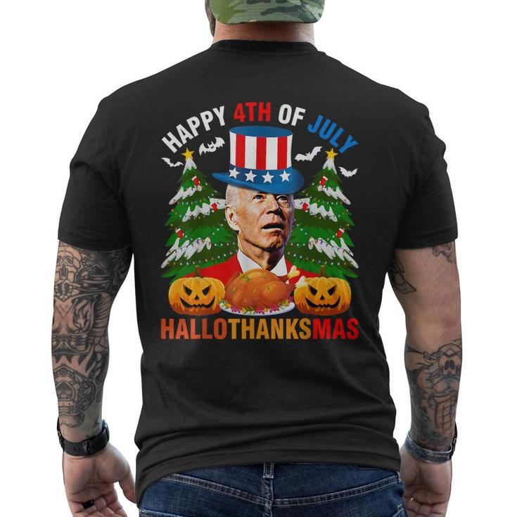 Joe Biden Happy Holidays Confused For 4Th Of July Men's Back Print T-shirt
