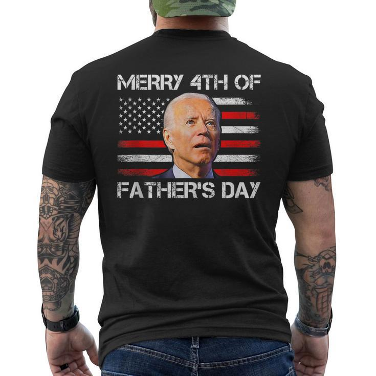 Joe Biden Merry 4Th Of Fathers Day Funny 4Th Of July Us Flag Men's Crewneck Short Sleeve Back Print T-shirt