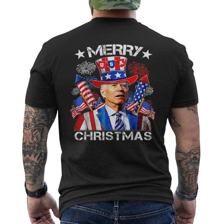 Joe Biden Merry Christmas 4Th Of July Firework Usa Men's Back Print T-shirt