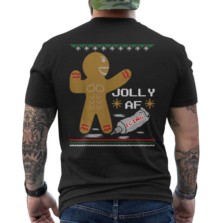 Jolly Af Gingerbread Man Gym Ugly Christmas Sweater Men's T-shirt Back Print