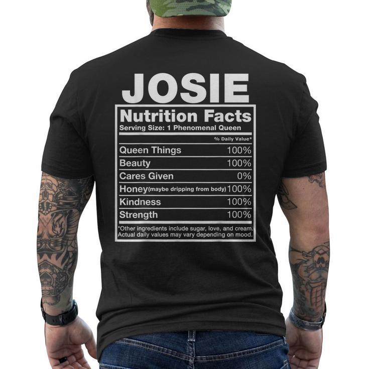 Josie Nutrition Facts Josie Name Birthday Men's Back Print T-shirt