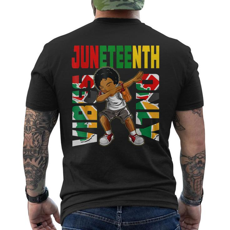 Junenth 1865 Dabbing Vibes Only Black African Boys Kids  Mens Back Print T-shirt