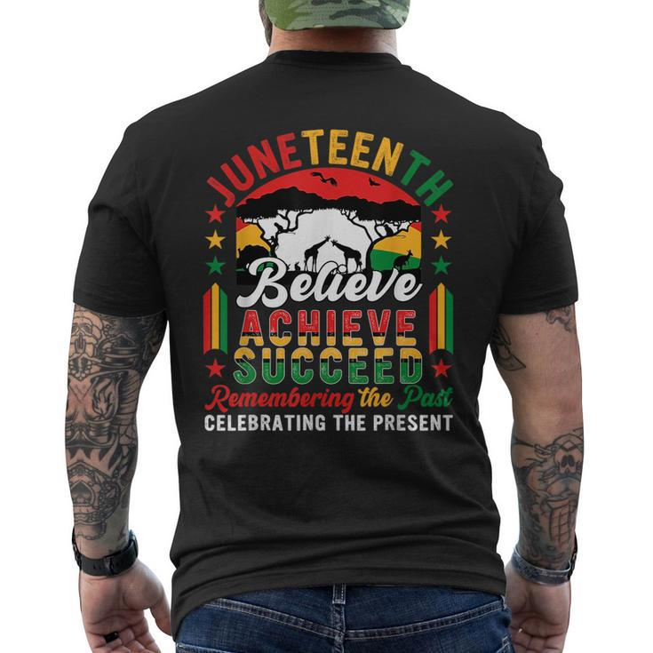 Junenth Believe Achieve Succeed Remembering Celebrating Mens Back Print T-shirt