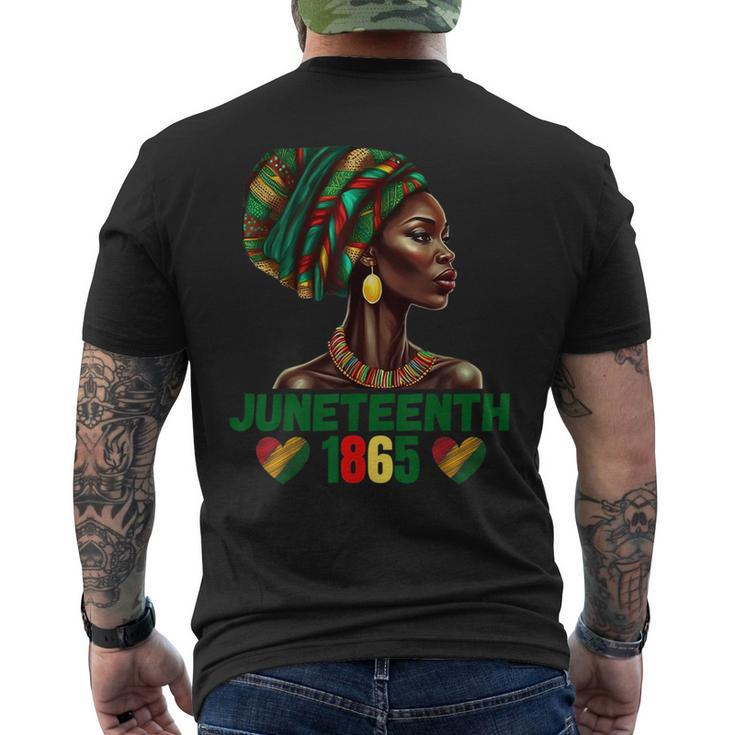 Junenth Black Afro American Woman 1865 Pride African  Mens Back Print T-shirt