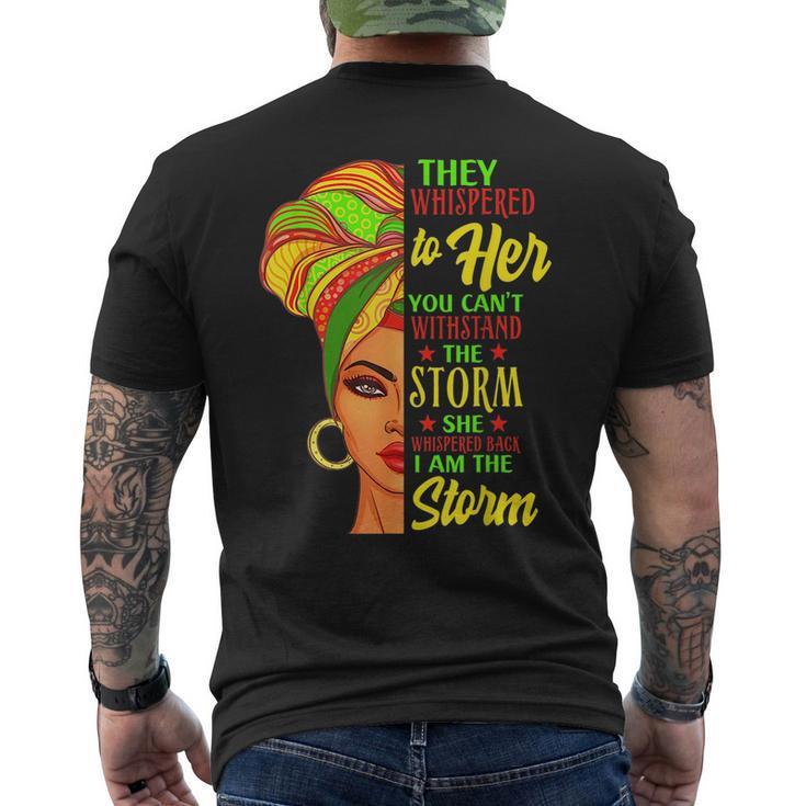 Junenth Black History African Woman Afro I Am The Storm  Mens Back Print T-shirt