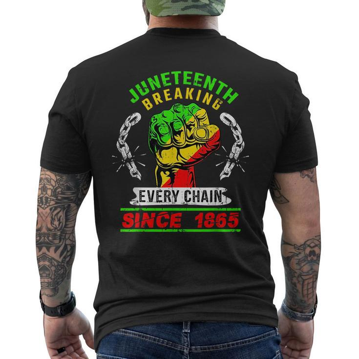 Junenth Breaking Chains Since 1865 Black American Freedom  Mens Back Print T-shirt