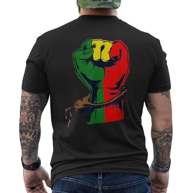 Junenth Fist Black African American Freedom Since 1865  Mens Back Print T-shirt