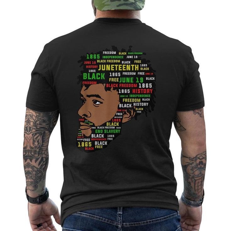 Junenth Mans Head 1865 Black Freedom Mens Back Print T-shirt