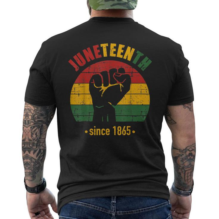 Junenth Since 1865 With Pan African Flag And Fist  Mens Back Print T-shirt
