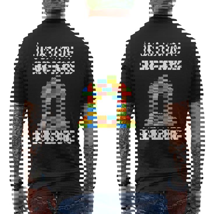 Just A Boy Who Loves Building Blocks Master Builder  Mens Back Print T-shirt